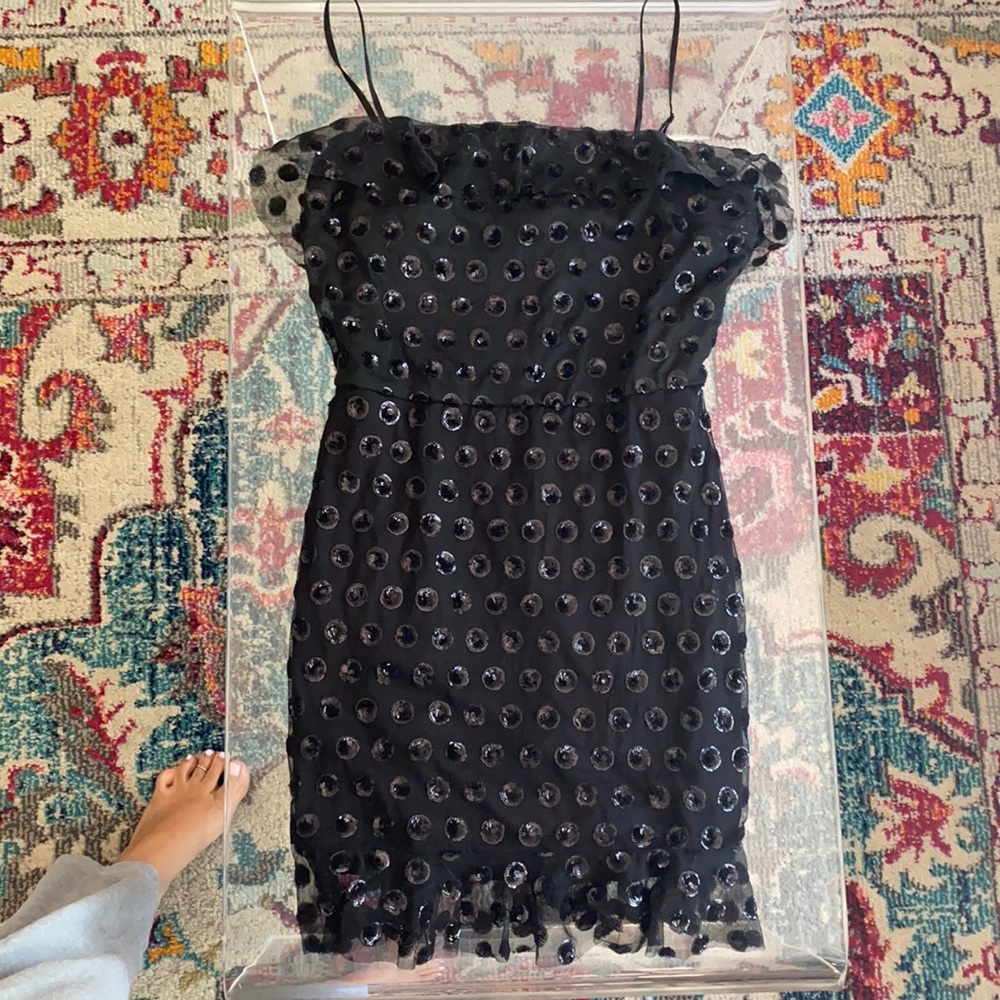 Black boutique sequin cocktail dress